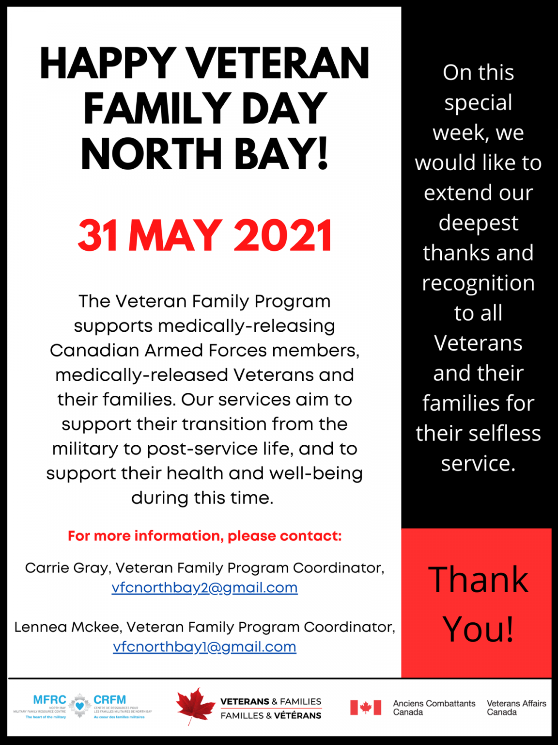 Happy Veteran Family Day North Bay! MFRC North Bay